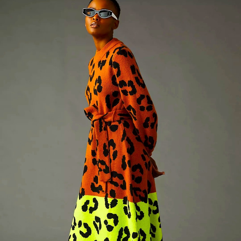 !!!SOLD!!!Anthropologie Leopard Color Blocked Sweater Dress